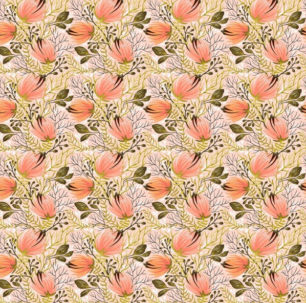 Whimsy - Hops and Vines Peach - PER 1/4 YARD