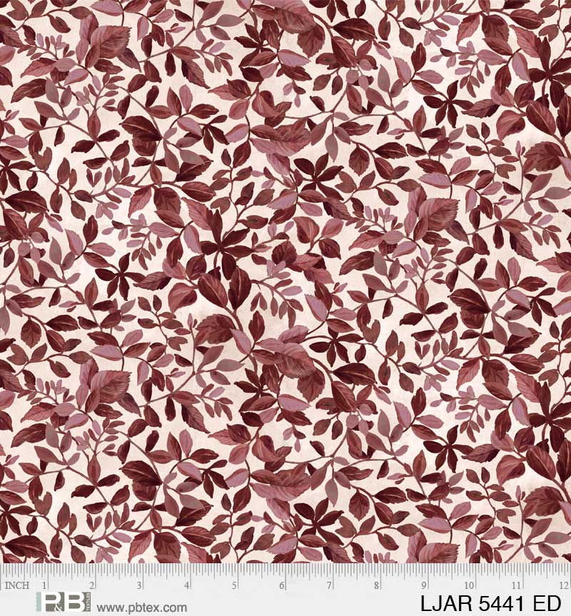 Le Jardin - Allover Vines, Ecru/Burgundy - PER 1/4 YARD