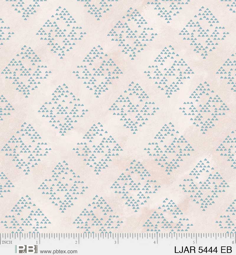 Le Jardin - Diamond Geo, Ecru/Blue - PER 1/4 YARD