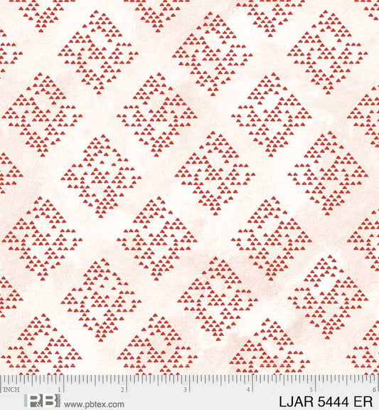 Le Jardin - Diamond Geo, Ecru/Red - PER 1/4 YARD