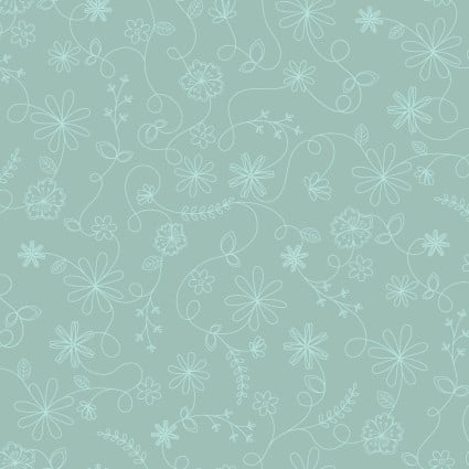 Vintage Flora - Swirl, Aqua - PER 1/4 YARD