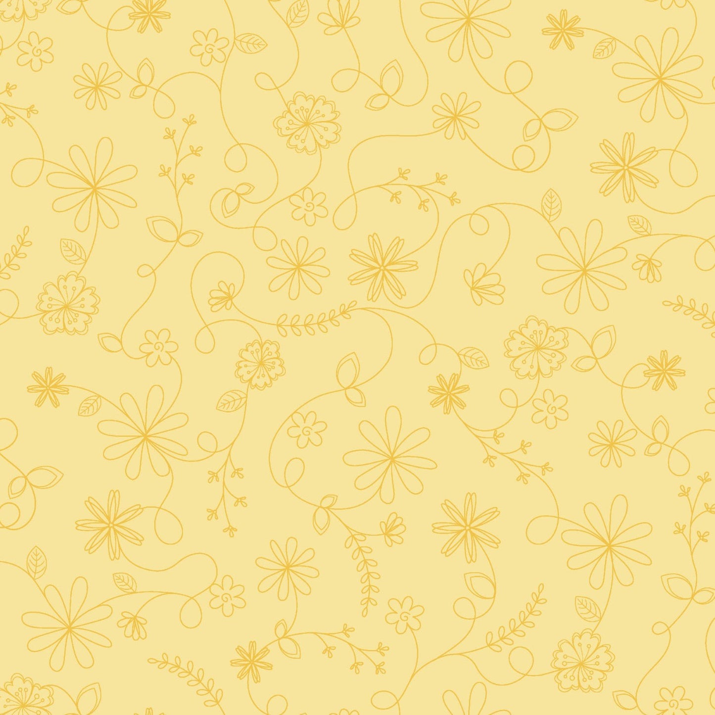 Vintage Flora - Swirl, Yellow - PER 1/4 YARD