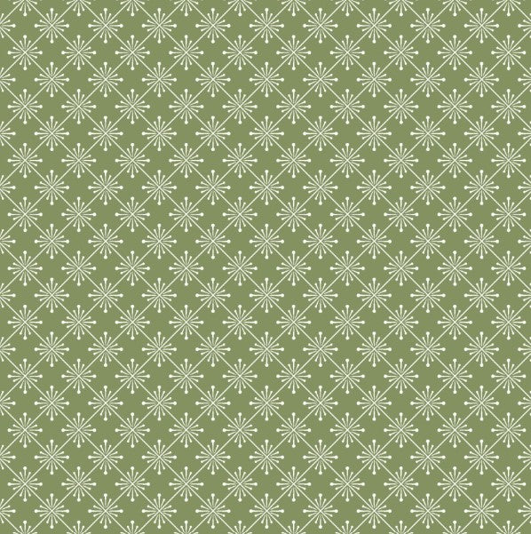 Vintage Flora - Green, Sparkle - PER 1/4 YARD