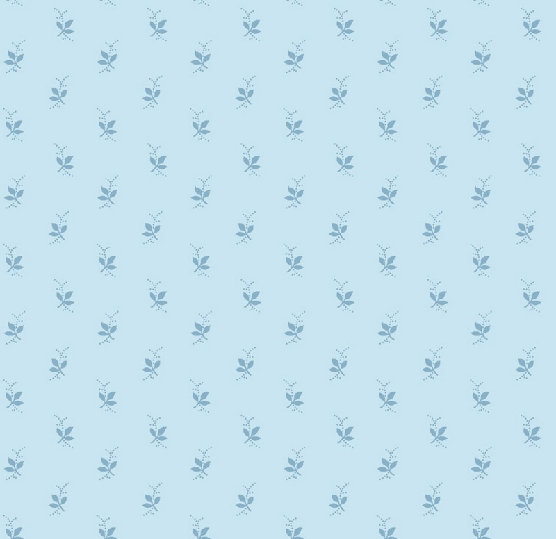 Franny's Flowers - Mini Leaves, Blue - PER 1/4 YARD