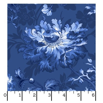 Blue Belle - Large Floral, Navy - PER 1/4 YARD