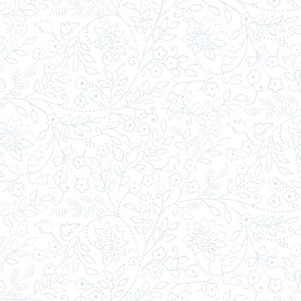Blue Belle - Trailing Leaf, White - PER 1/4 YARD
