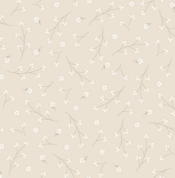 Kimberbell Basics - Pretty Petals, Cream - PER 1/4 YARD
