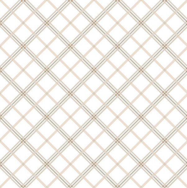Kimberbell Basics - Plaid, Cream/Taupe - PER 1/4 YARD