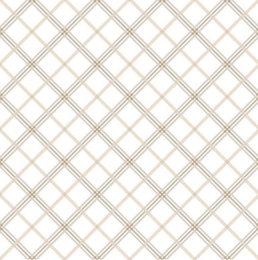 Kimberbell Basics - Plaid, Cream/Taupe - PER 1/4 YARD