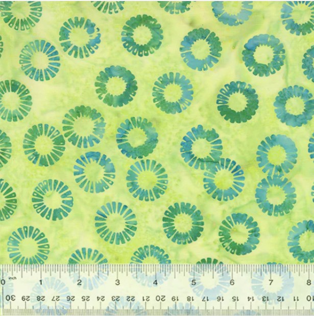 Oasis, Petal Wheels, Seafoam Batik Cotton by Jacqueline De Jonge - PER 1/4 YARD