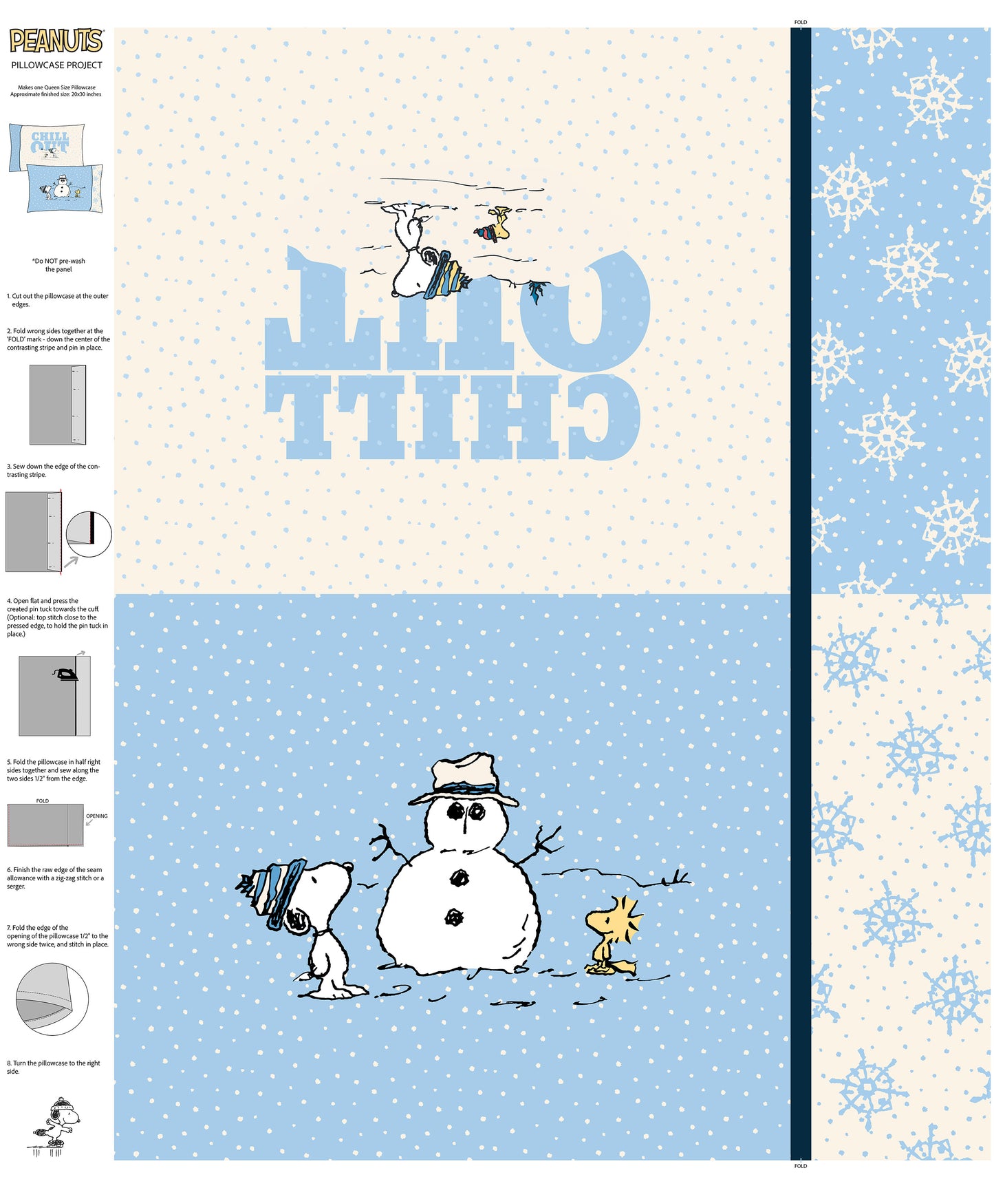 Frosty Friends - Peanuts Pillowcase Panel