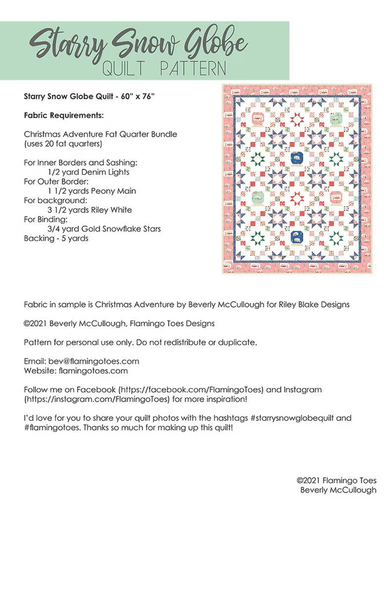 Starry Snow Globe Quilt Pattern