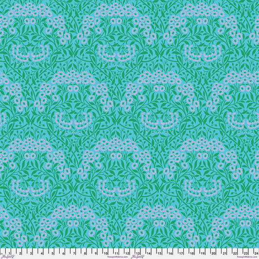 Kaffe x Morris - Michaelmas Daisy Aqua - PER 1/4 YARD