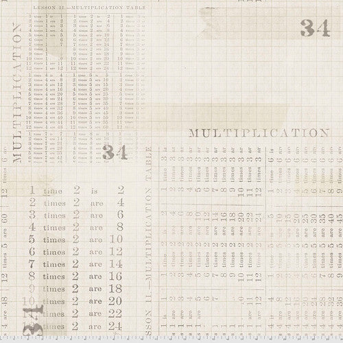 Monochrome - Multiplication Table, Parchment - PER 1/4 YARD