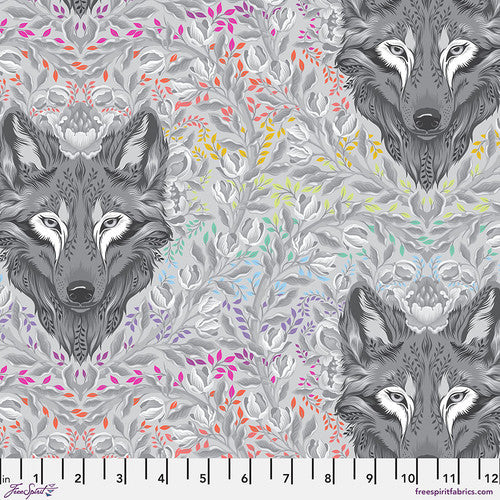 Graywork Wolf of Pink Street, Fog - PER 1/4 YARD
