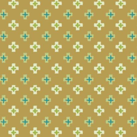 Greenhouse Garden - Furrow, Gold - PER 1/4 YARD