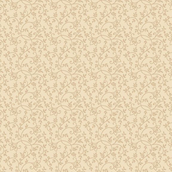Old Village Greens - Garden Trail, Cream - PER 1/4 YARD