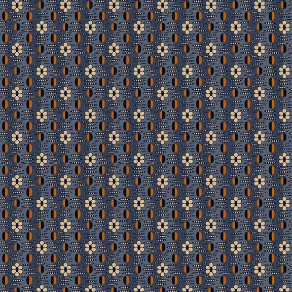 Indigo and Cheddar - Mod Geo, Blue - PER 1/4 YARD
