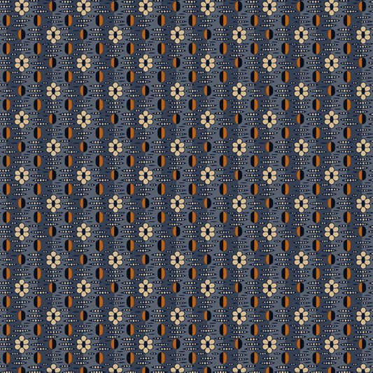 Indigo and Cheddar - Mod Geo, Blue - PER 1/4 YARD