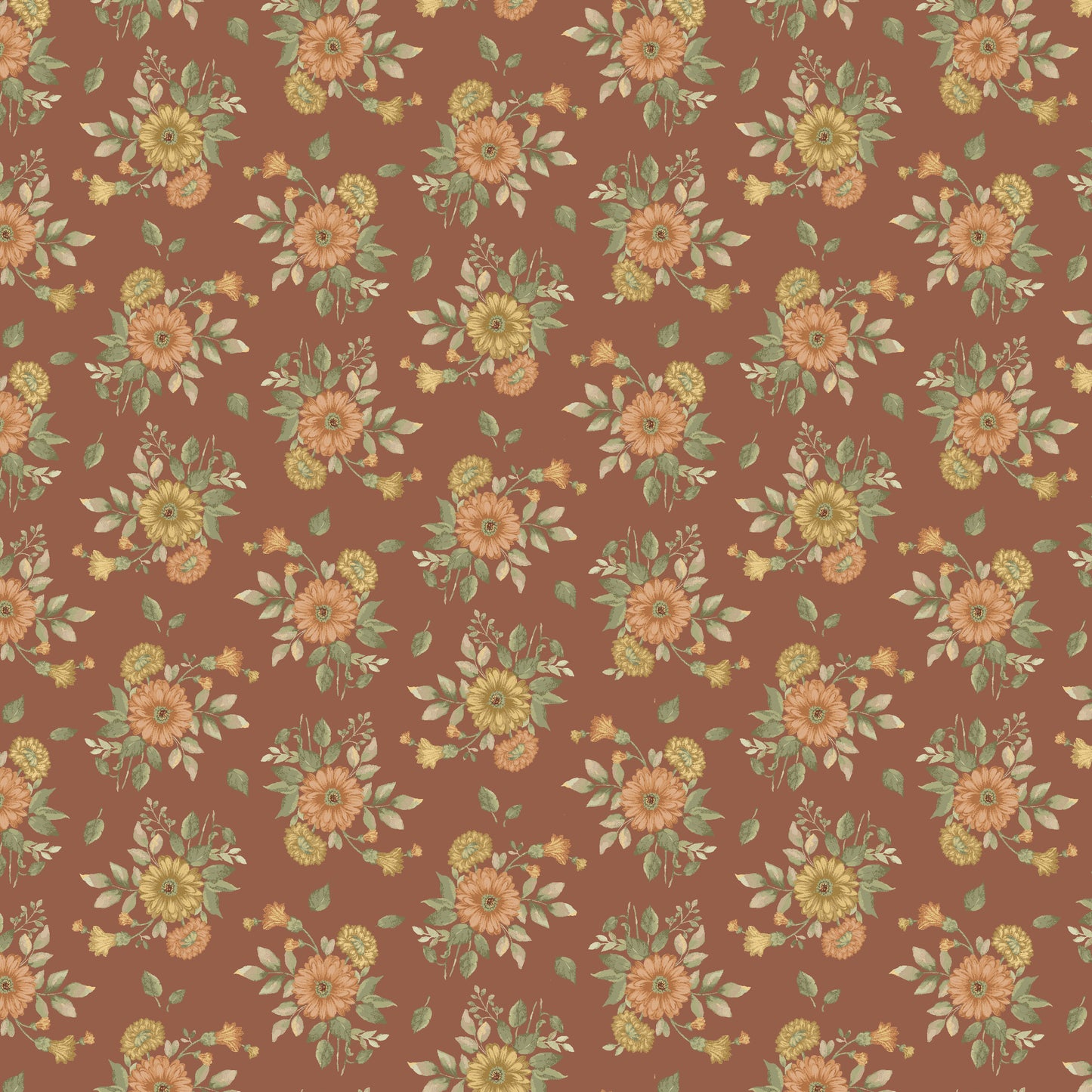 Front Porch - Floral, Rust - PER 1/4 YARD