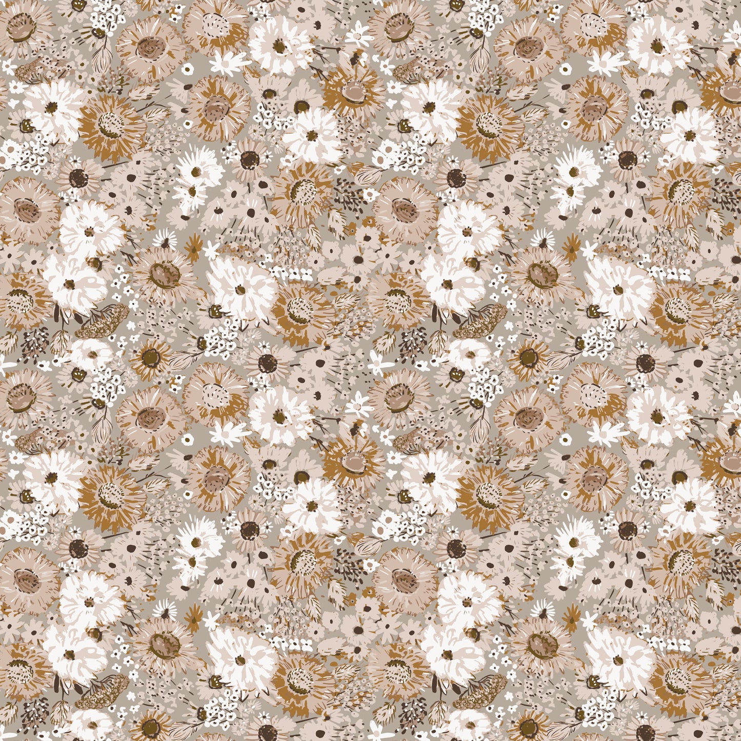 Blossom Breeze - Floral, Taupe - PER 1/4 YARD