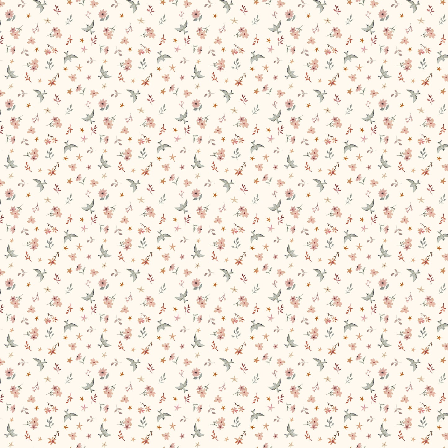 Blossom Breeze - Birds, Cream - PER 1/4 YARD