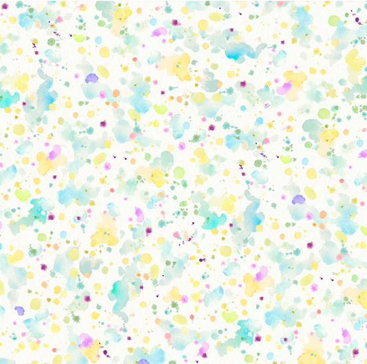 Sally's Speckle Paint Splatter Turquoise/Yellow 108" Wide Back