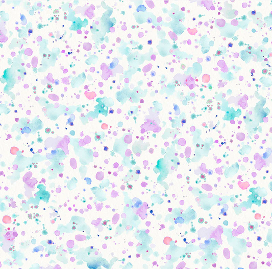 Sally's Speckle Paint Splatter Turquoise/Purple 108" Wide Back