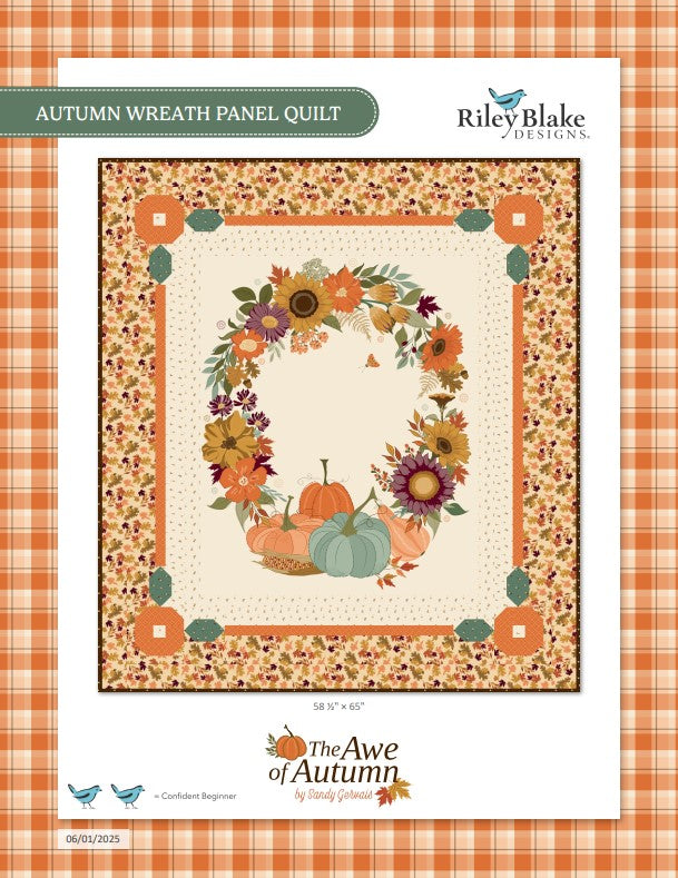 Autumn Wreath Panel Quilt Kit Cream (Riley Blake Awe of Autumn)
