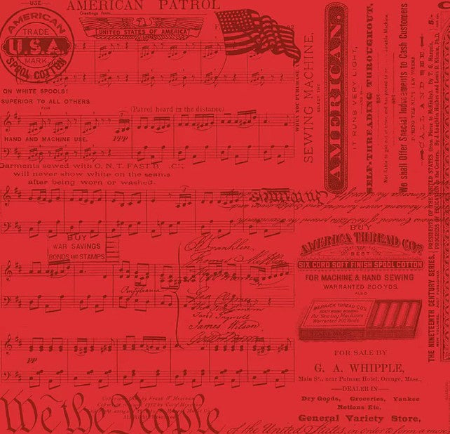 Sew America, Patriotic Text Red - PER 1/4 YARD