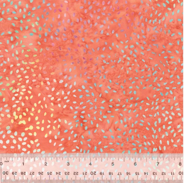 Splendor, Seeds, Coral Batik Cotton - PER 1/4 YARD