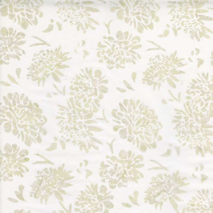 Tonga Linen - Tossed Flowers, Snow - PER 1/4 YARD