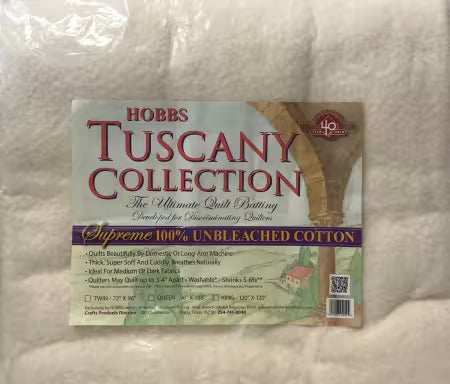 Tuscany Supreme 100% Natural Cotton Batting Queen 96in x 108in