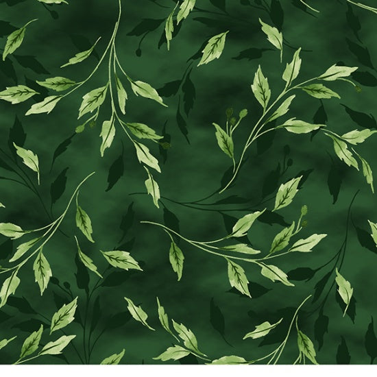 Bountiful and Blue - Large Ivy - PER 1/4 YARD