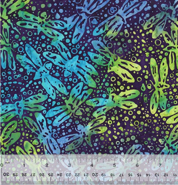 Viola Dragonfly, Plum Batik Cotton - PER 1/4 YARD