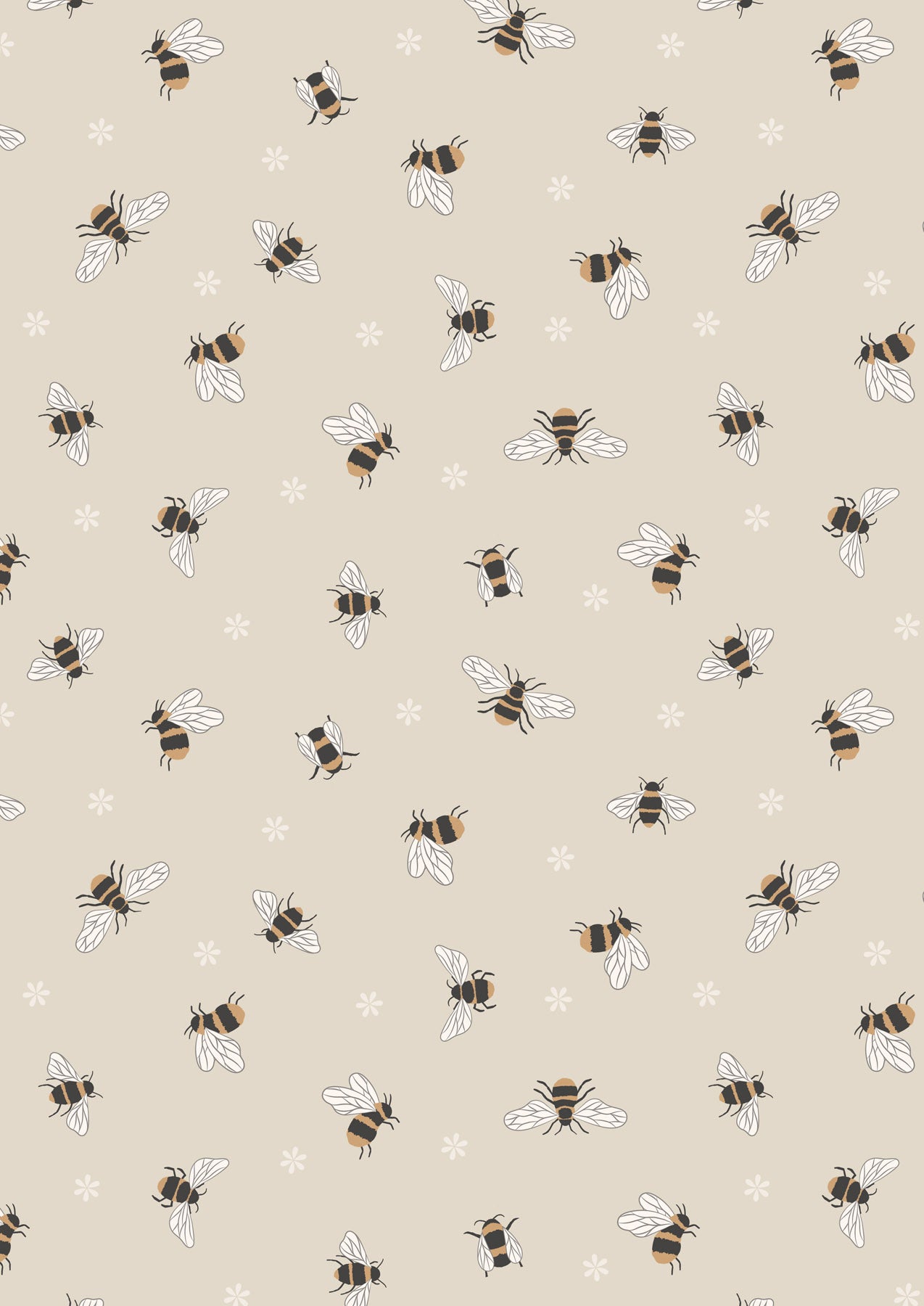 Dark Cream Bees 108" Wide Back