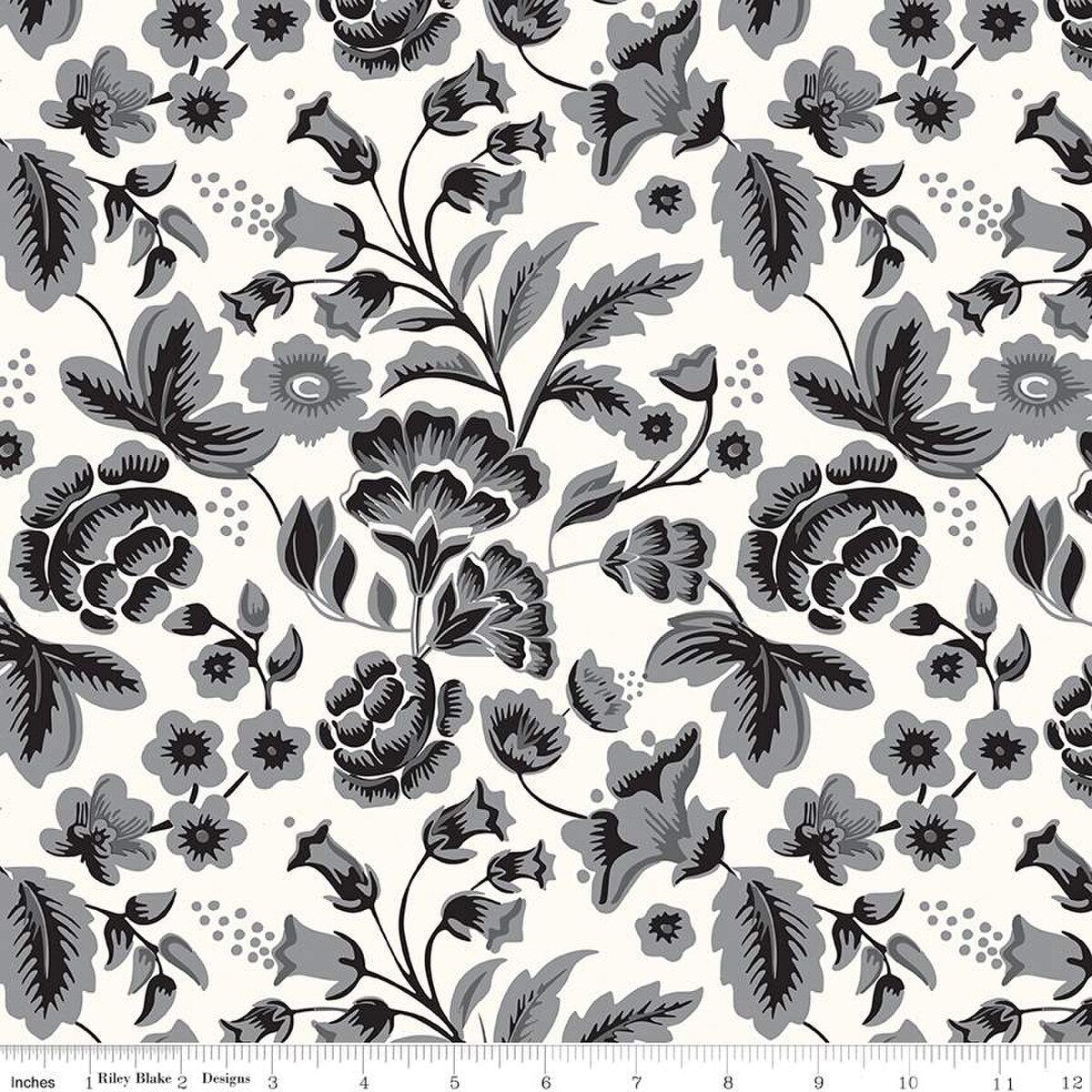 108" Wide Back Midnight Meadow, Floral Cream