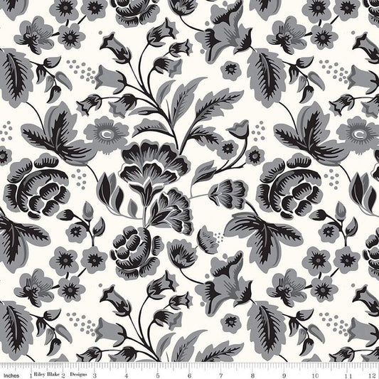 108" Wide Back Midnight Meadow, Floral Cream