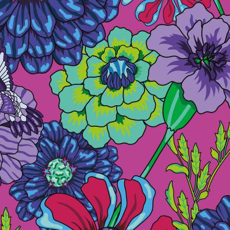 108" Wide Back Botanic Blast Carnations Hot Pink