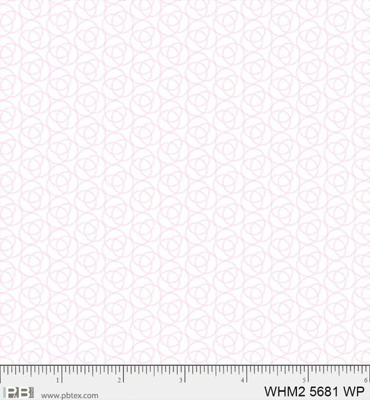 Whimsy II Basics, Overlapping Rings, White/Pink - PER 1/4 YARD
