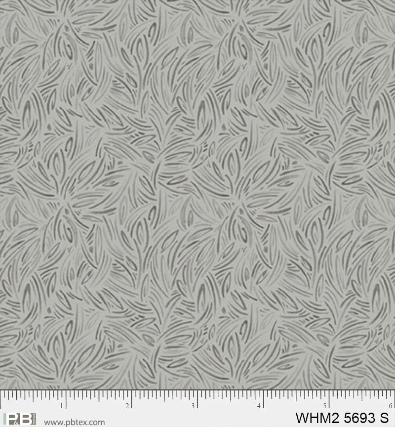 Whimsy II Basics, Silver Packed Tonal Floral - PER 1/4 YARD
