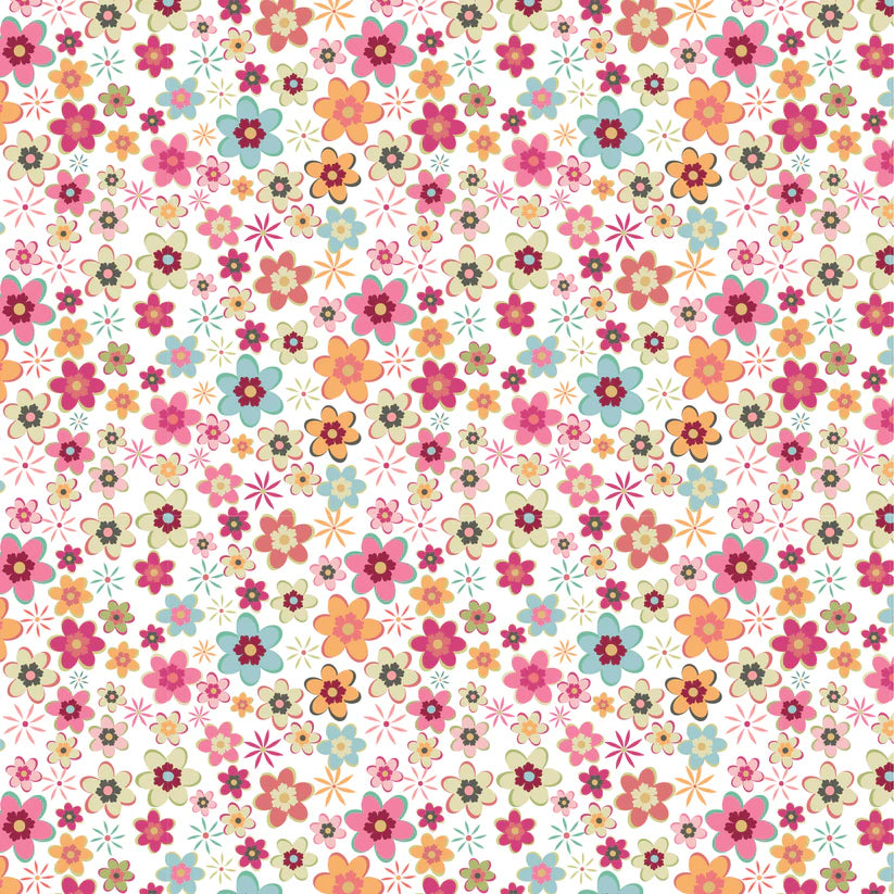 Calico Cowgirls, Cowgirl Meadow White - PER 1/4 YARD