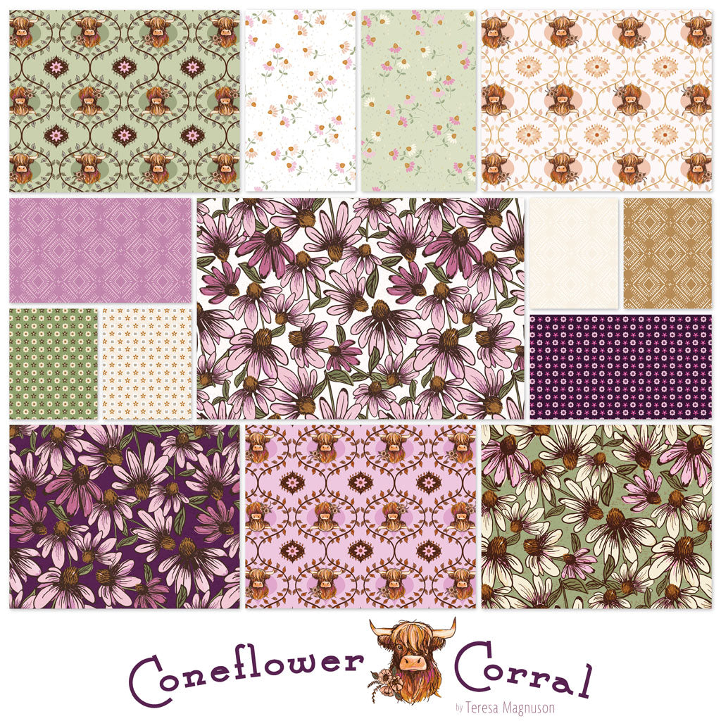 Coneflower Corral - Echinacea, Dark Eggplant - PER 1/4 YARD