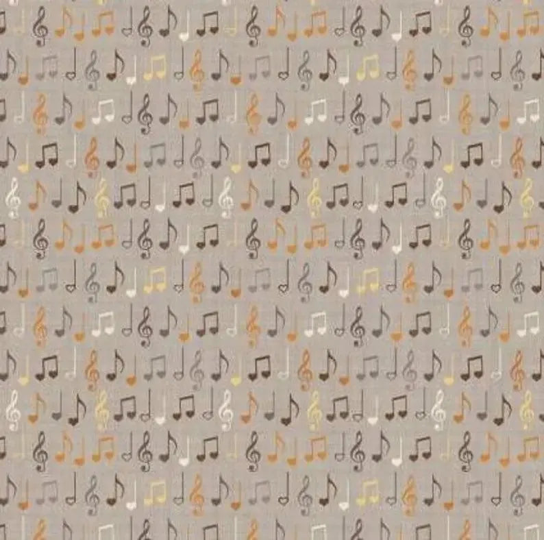 Song Bird - Musical Notes, Taupe - PER 1/4 YARD