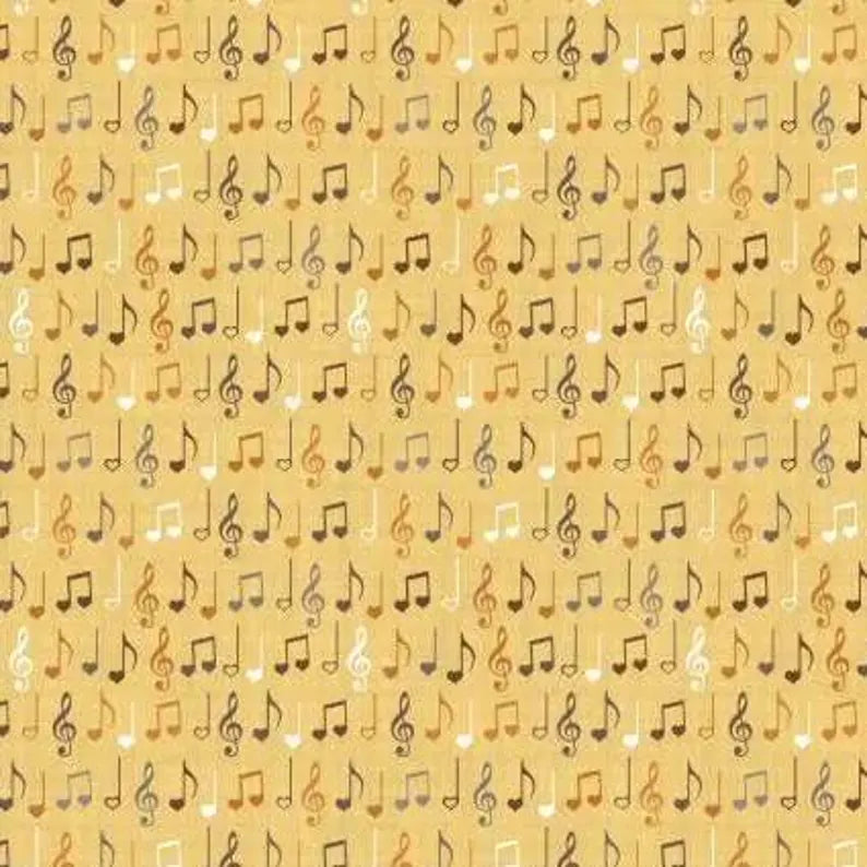 Song Bird - Musical Notes, Yellow - PER 1/4 YARD
