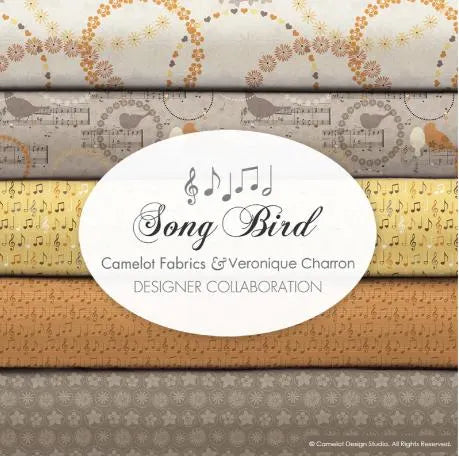Song Bird - Musical Notes, Yellow - PER 1/4 YARD