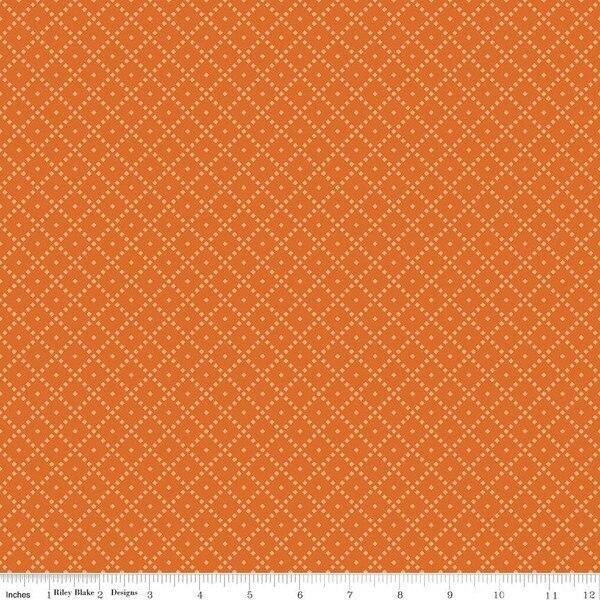 The Awe of Autumn, Grid Orange - PER 1/4 YARD