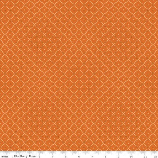 The Awe of Autumn, Grid Orange - PER 1/4 YARD
