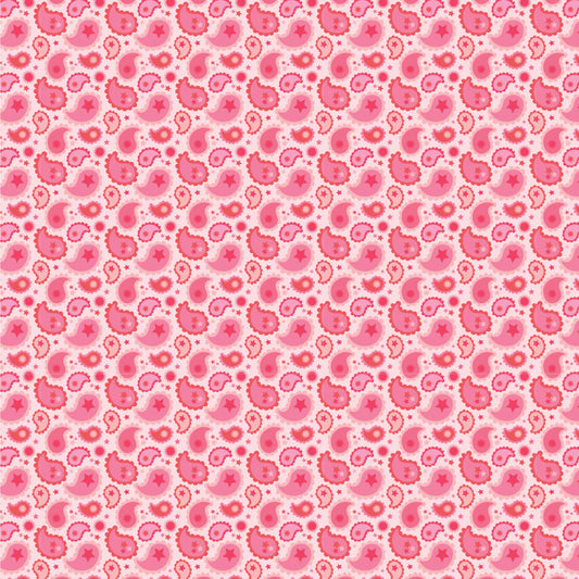 Calico Cowgirls, Paisley & Poppies Pink - PER 1/4 YARD