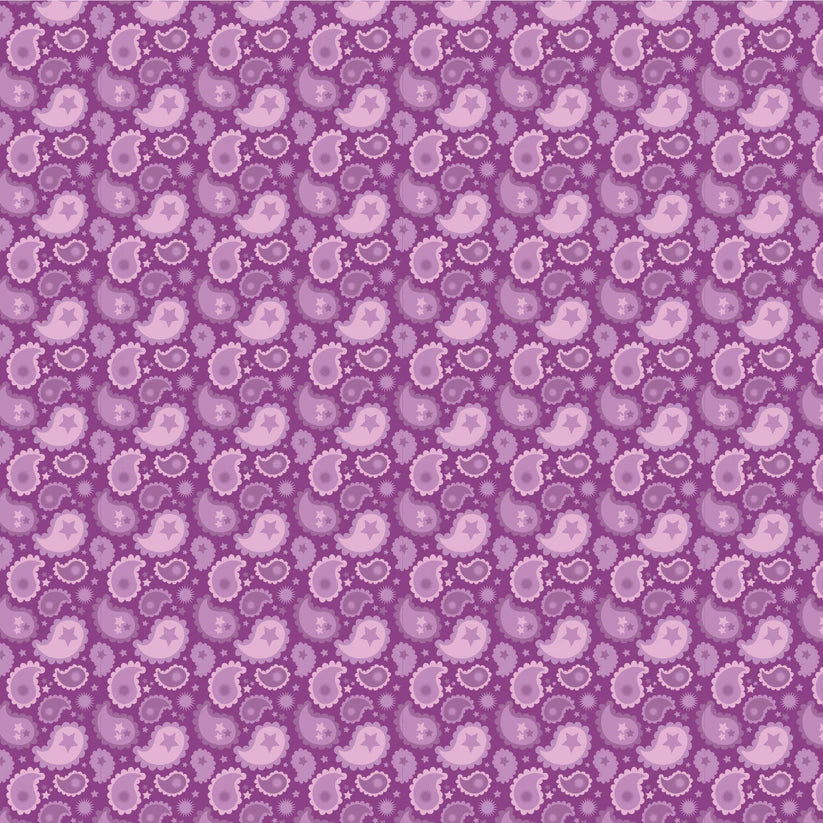 Calico Cowgirls, Paisley & Poppies Purple - PER 1/4 YARD